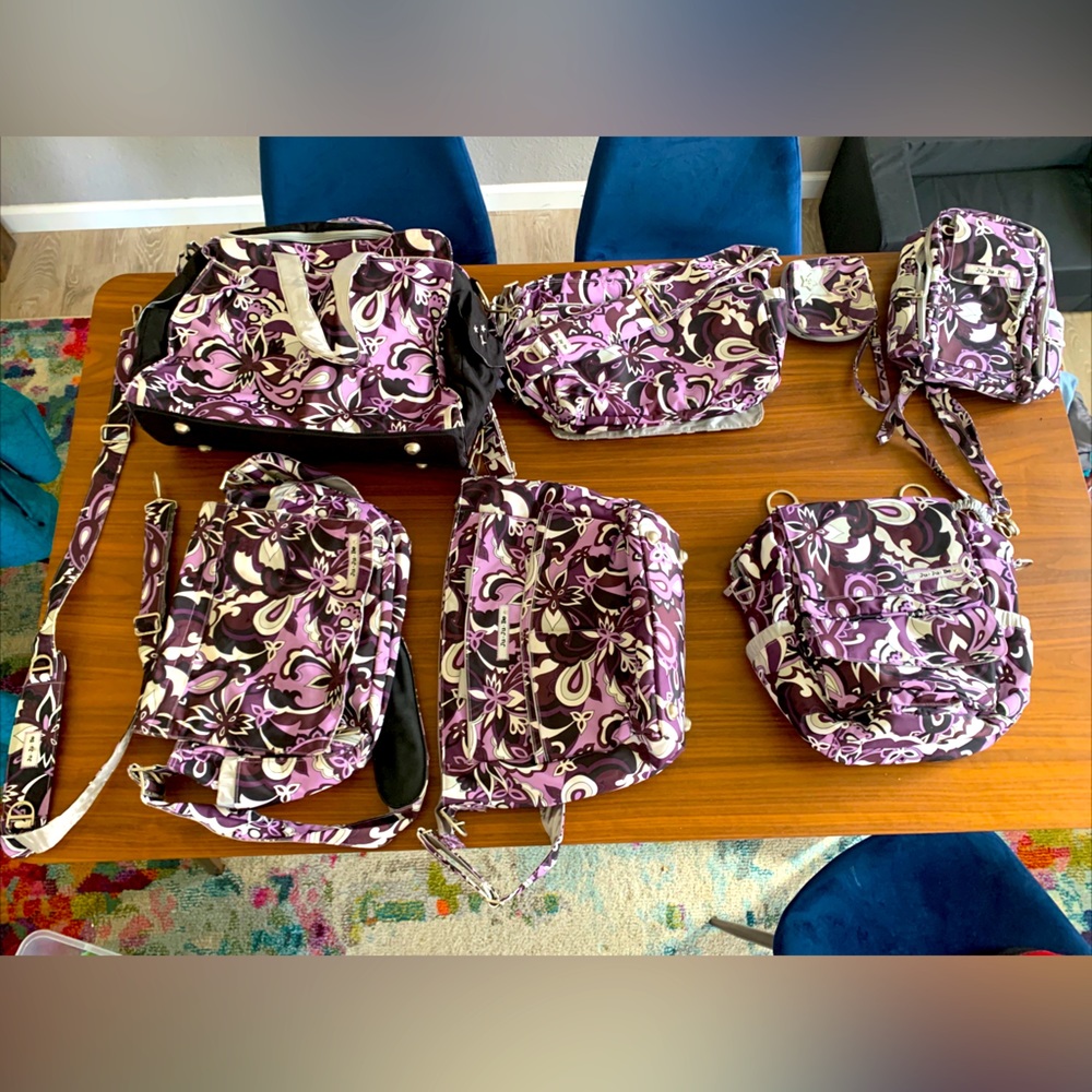 Jujube purple floral backpack/diaper bag set